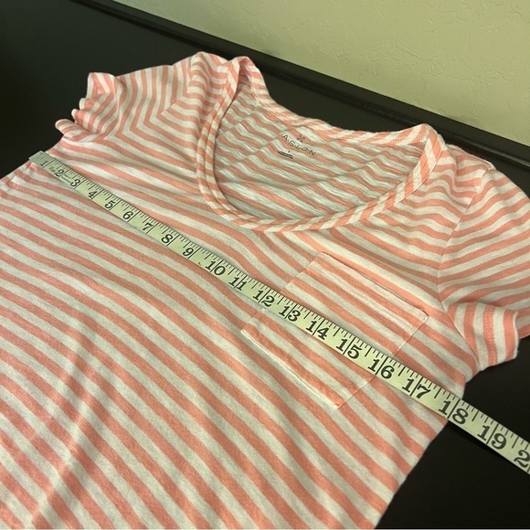 Caslon Modal/Cotton blend striped Tshirt, long fit, short sleeve, pink &white - Picture 5 of 8
